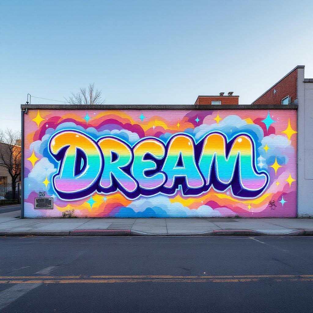 Dream soft pastel rainbow graffiti