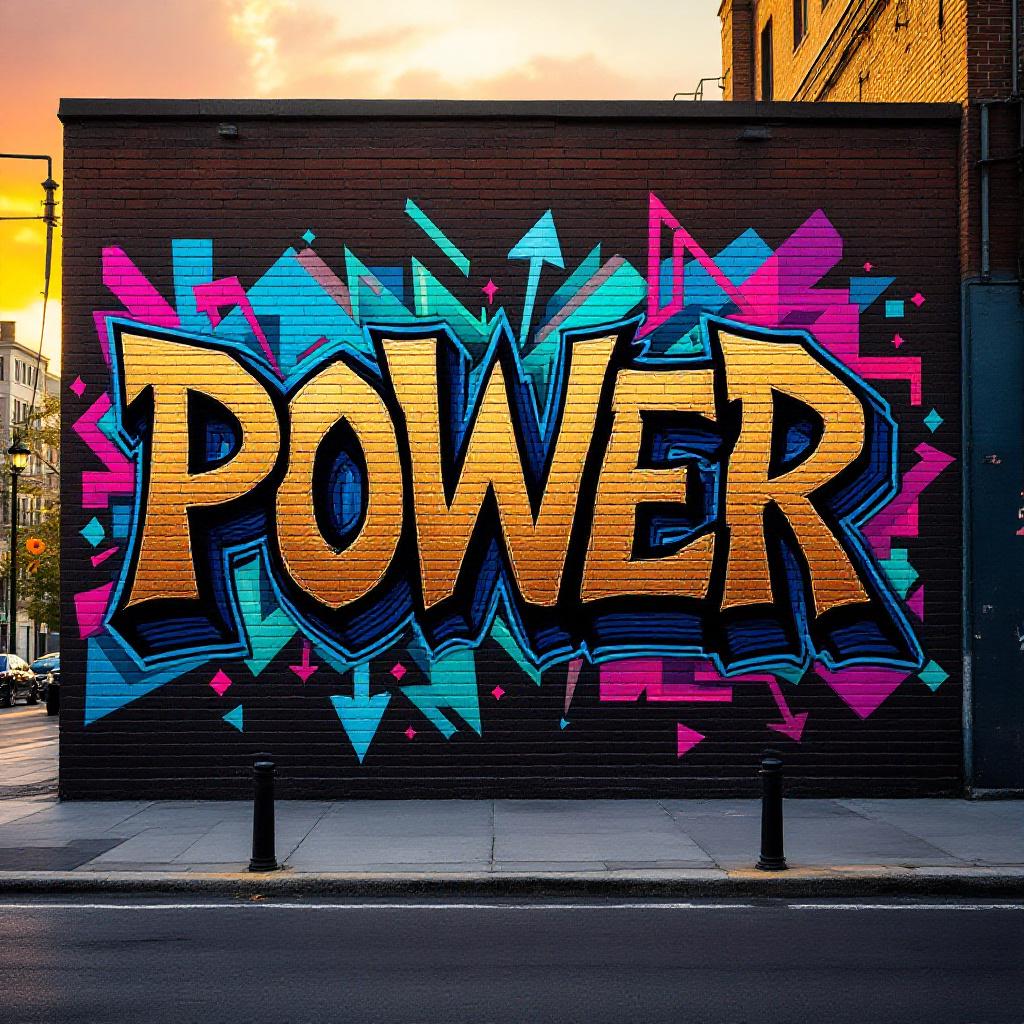 Power bold block letters graffiti