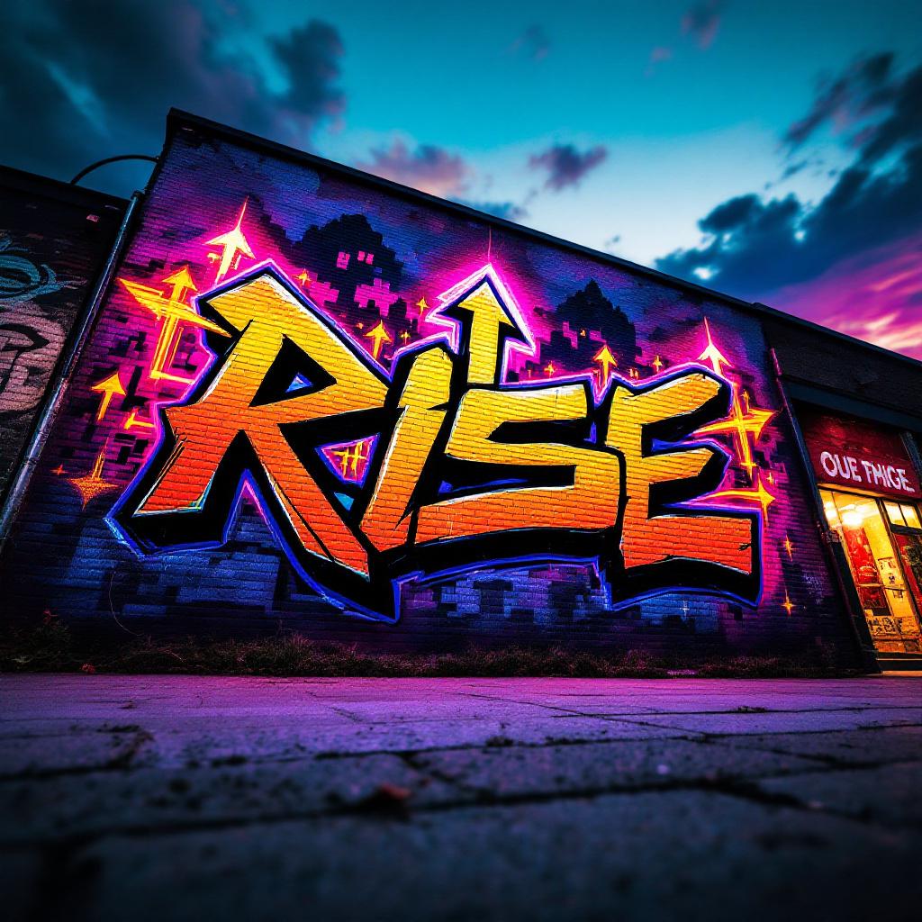 Rise angular modern style graffiti
