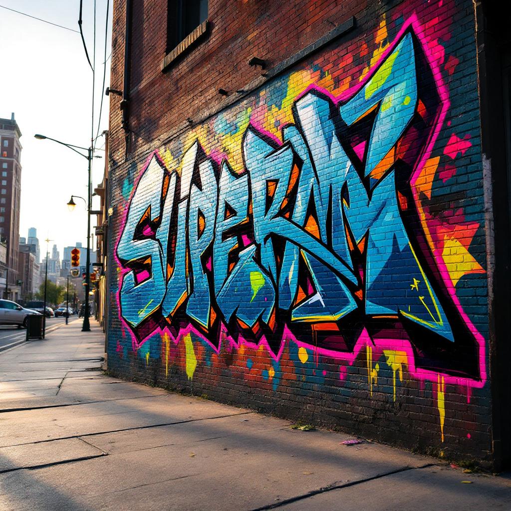 Superman graffiti character art