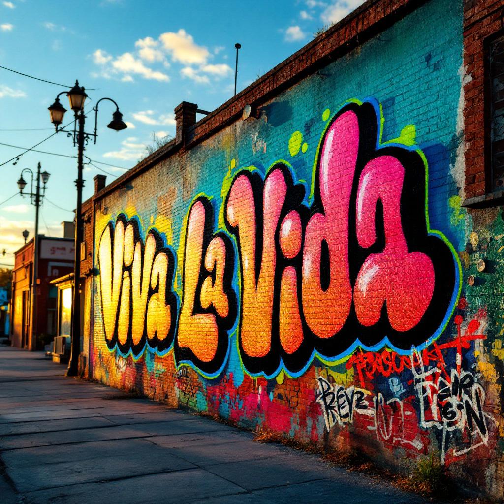 Viva La Vida graffiti art in vibrant colors